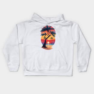 Palm trees with sunset Kids Hoodie